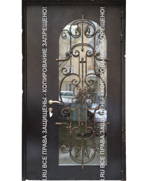 Стальная входная уличная дверь Порошок с ковкой/стеклом 1130 Стальная входная уличная дверь Порошок с ковкой/стеклом 1130